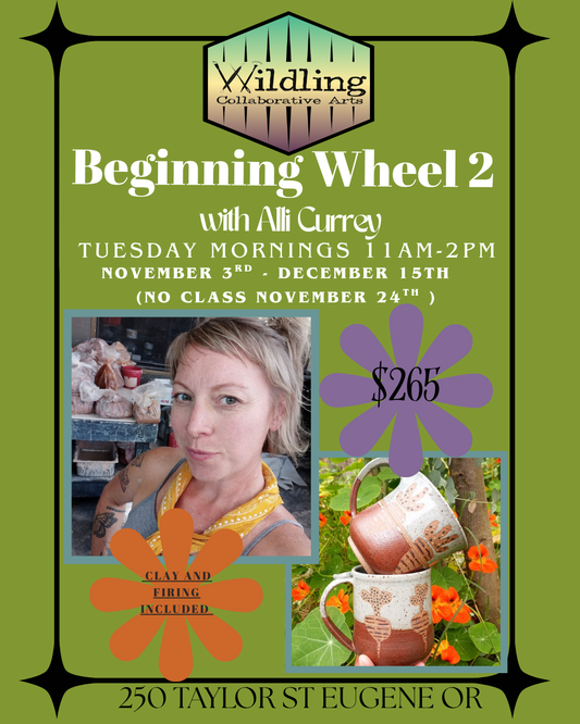 Beginning Wheel 2: with Alli Currey - Tuesday Mornings November