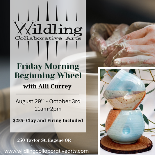 Beginning Wheel: Ceramic Fundamentals With Alli Currey: Friday Mornings August 29th- October 3rd